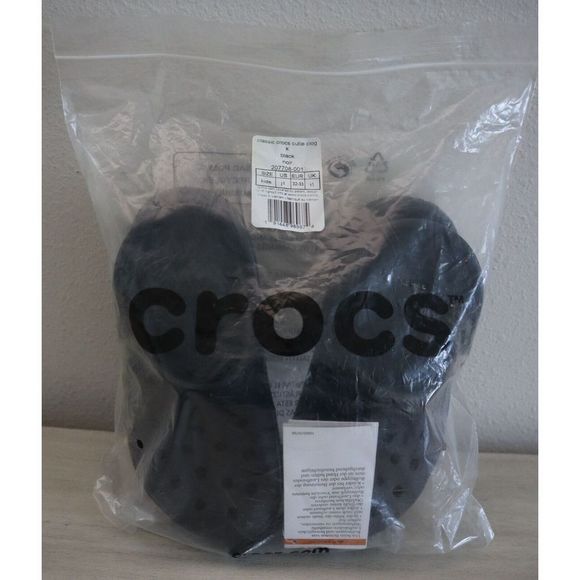 Crocs Classic 207708-001 Unisex Kid's Sz j1 Black Cutie Crush Clogs - Picture 9 of 9